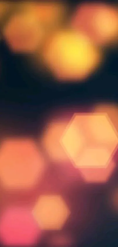 Vibrant hexagon bokeh wallpaper with glowing colors.