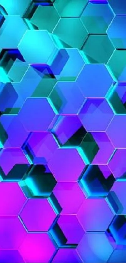 Blue and purple hexagonal pattern abstract wallpaper.