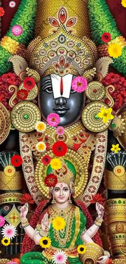 Colorful Hindu deity mobile wallpaper with intricate designs and patterns.