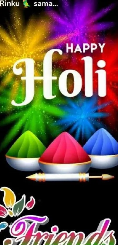 Vibrant Holi mobile wallpaper with colorful splashes.