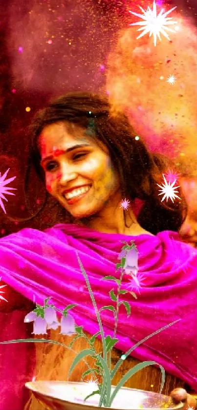Vibrant Holi celebration with colorful powder.