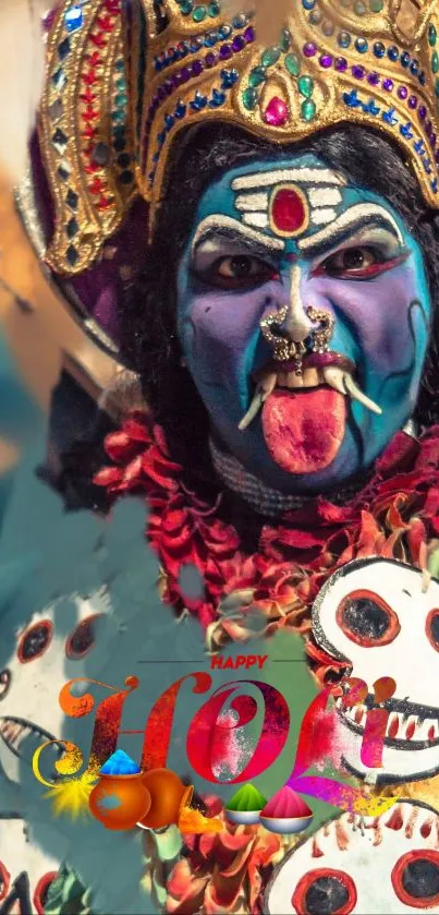Colorful image of Holi festival celebration with vibrant face paint.