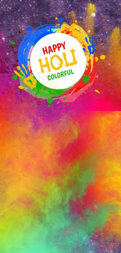 Colorful Holi festival mobile wallpaper with vibrant hues and design.