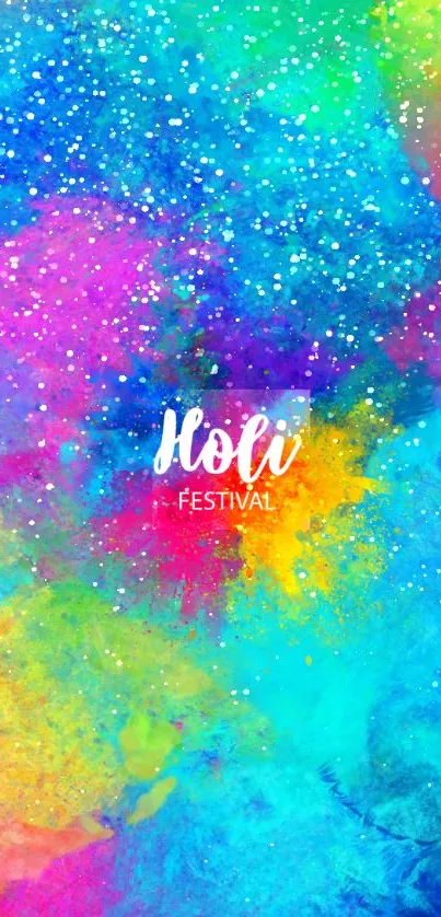 Vibrant Holi festival wallpaper with colorful splashes.