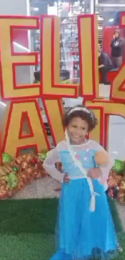 Child in festive costume during a holiday event.