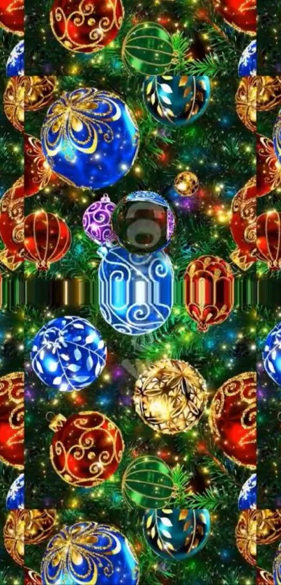 Colorful ornament wallpaper with vibrant holiday patterns.