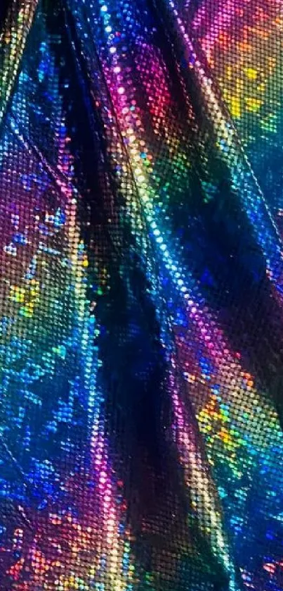 Vibrant holographic texture with shiny, colorful hues for mobile wallpaper.