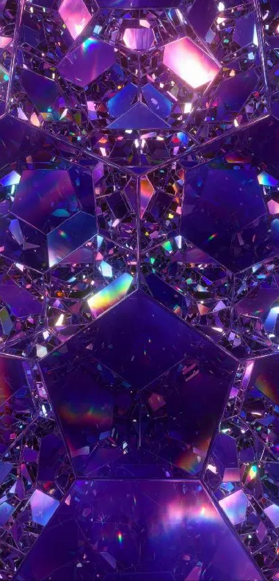 Holographic purple abstract pattern with vibrant gem-like textures.