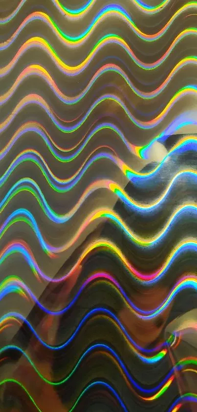 Vibrant holographic wave pattern wallpaper for mobile.