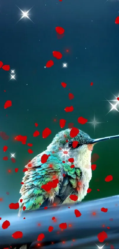 Vibrant hummingbird perched on a branch.