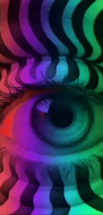 Colorful striped eye design wallpaper for phones.