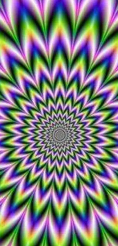 Colorful hypnotic pattern mobile wallpaper.