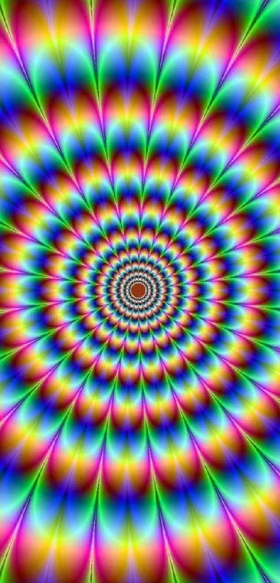 Vibrant spiral pattern with rainbow colors creating an optical illusion.