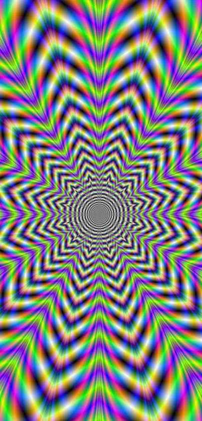 Vibrant spiral with optical illusion effect on a mobile wallpaper.