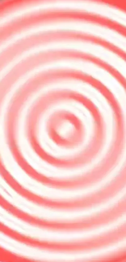 Red and white hypnotic spiral wallpaper with concentric circles.