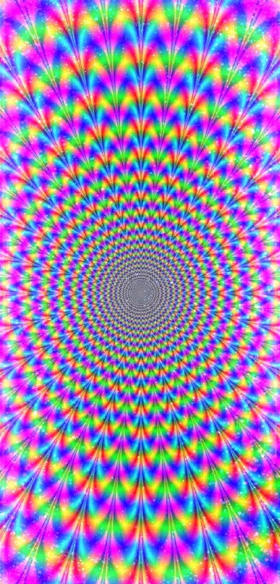 Psychedelic rainbow spiral wallpaper design.