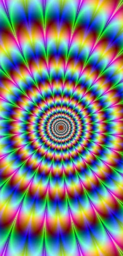 Vibrant rainbow spiral pattern wallpaper for mobile.