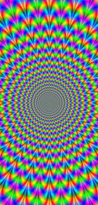 Vibrant and colorful hypnotic spiral wallpaper with optical illusion effect.