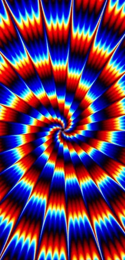 Vibrant spiral wallpaper with geometric patterns.