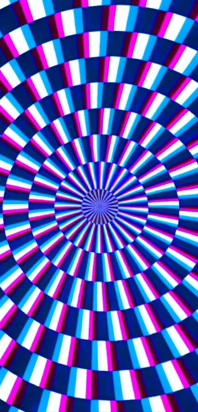 Colorful hypnotic spiral mobile wallpaper in blue and purple tones.
