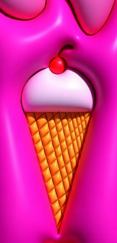 Abstract pink ice cream cone wallpaper art.