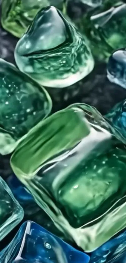 Green and blue abstract ice cubes wallpaper.