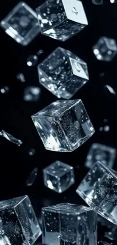 Floating ice cubes against a dark background, creating a chilling effect.