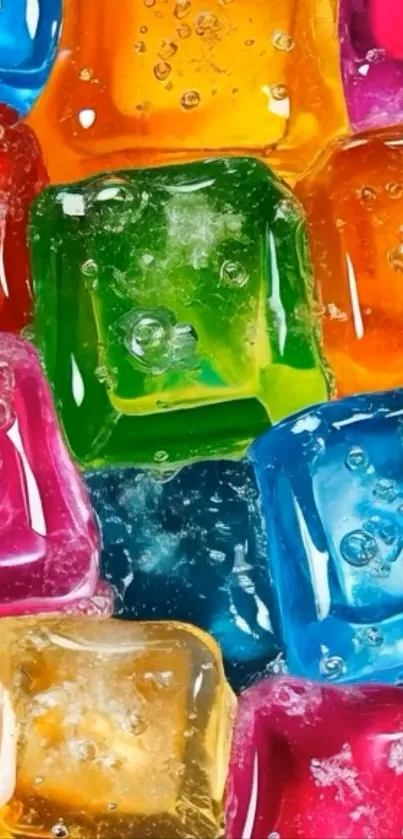 Colorful ice cube wallpaper with vibrant hues.