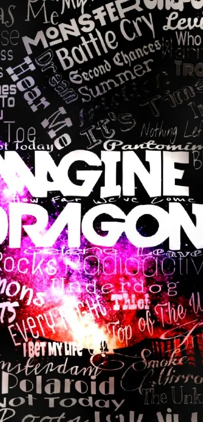 Imagine Dragons vibrant typography wallpaper with colorful text and design.