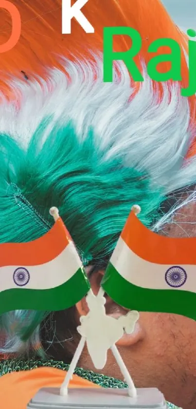 Vibrant wallpaper with Indian flags and artistic color theme.