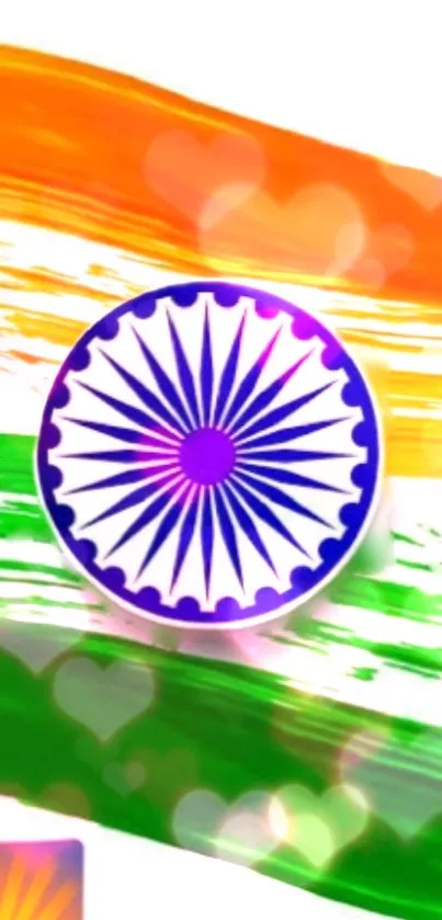 Vibrant Indian flag wallpaper for mobile featuring Ashoka Chakra.