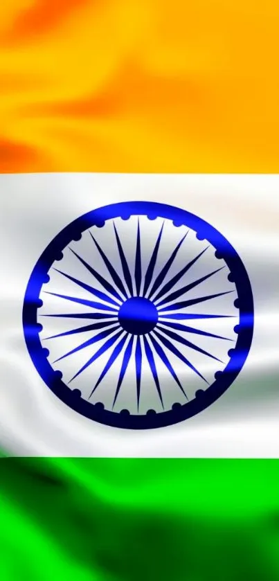 Vibrant mobile wallpaper featuring the Indian flag with Ashoka Chakra.