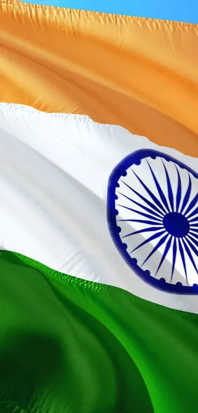 Indian flag with vibrant tricolor and Ashoka Chakra design.