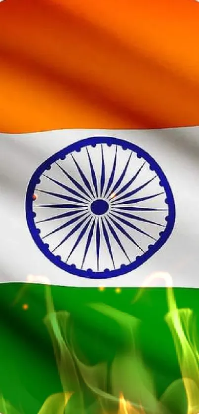 Circular Indian flag design with vibrant colors for mobile wallpaper.