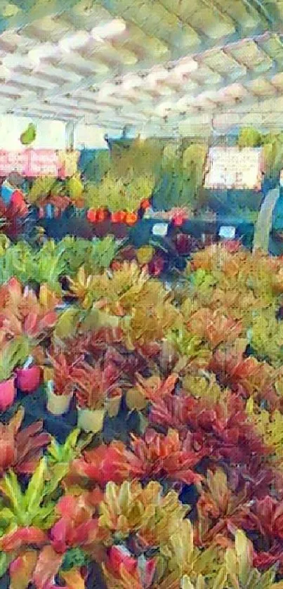 Indoor plant nursery with colorful succulents.