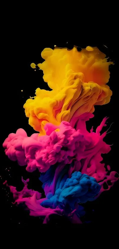 Vibrant ink explosion on black wallpaper.