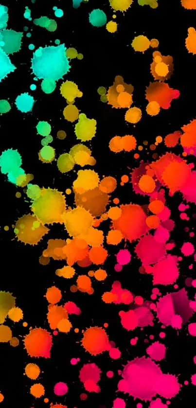 Vibrant black background with colorful ink splotches.