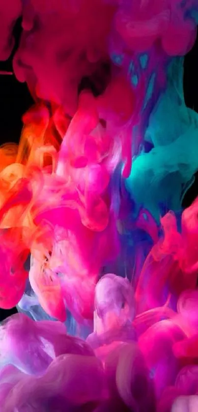 Vibrant pink and blue ink swirl wallpaper for mobile devices.