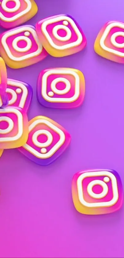 Vibrant Instagram icons with purple gradient background.