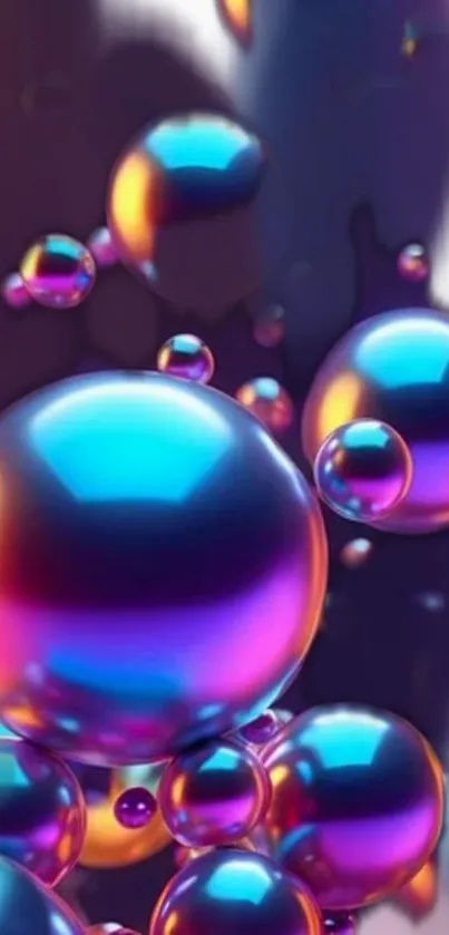 Colorful 3D bubbles floating in abstract space.