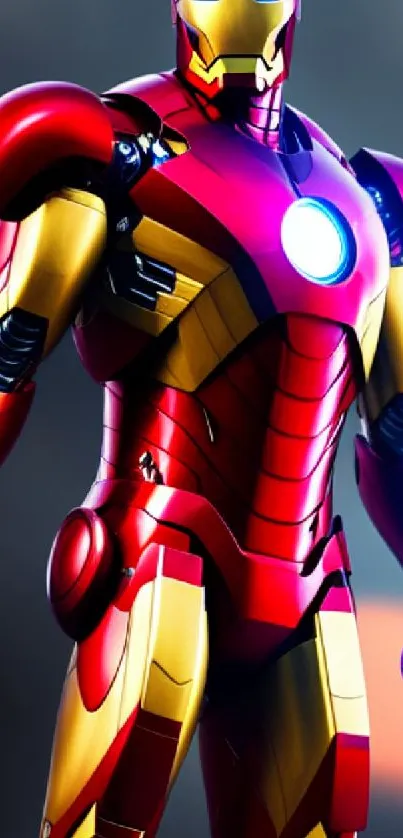 Vibrant Iron Man mobile wallpaper in red and gold tones.