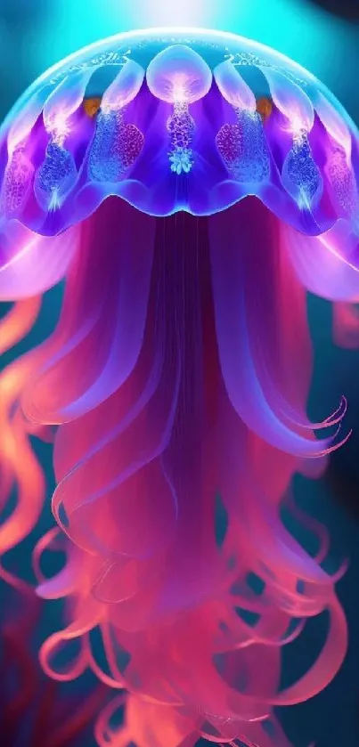 Ethereal jellyfish glowing in vibrant purple hues.