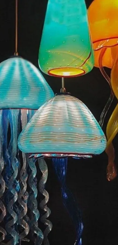 Colorful jellyfish-themed lamp wallpaper.