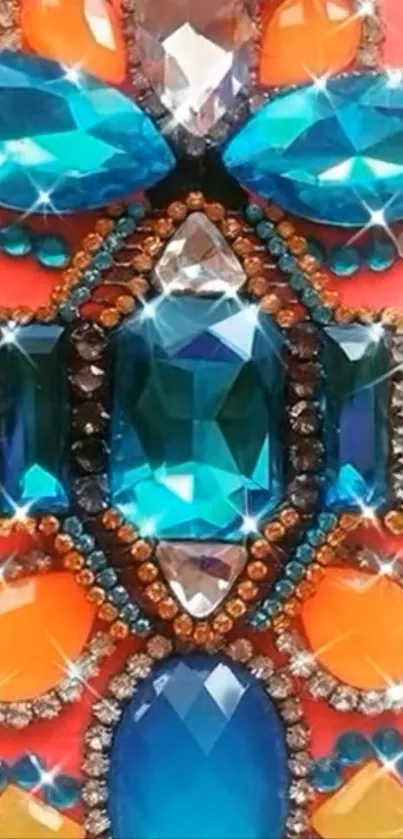 Vibrant jewel mosaic with colorful gemstones