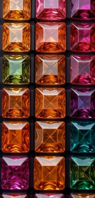 Vibrant wallpaper of colorful jewel patterns with geometric design