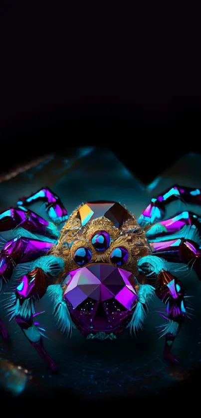 Jewel-themed spider design with vivid colors on dark background.