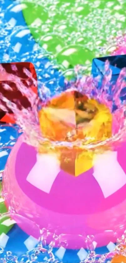 Jewel splash with colorful gemstones and vibrant hues.