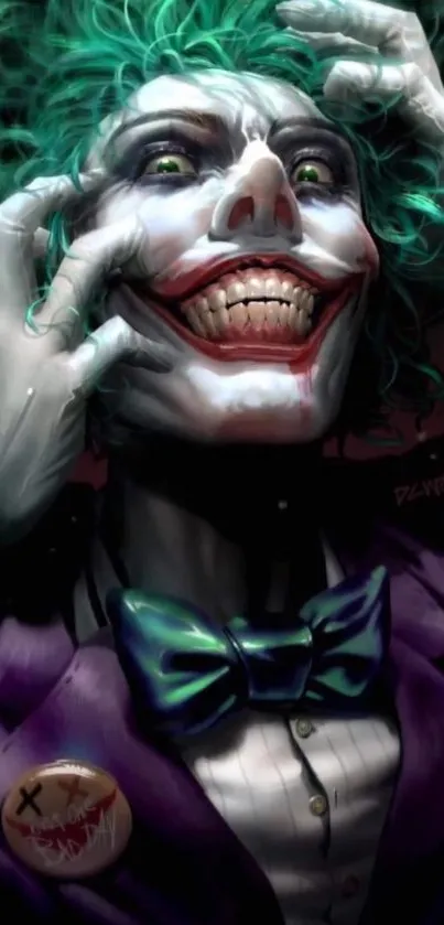 Joker-themed vibrant mobile wallpaper art.