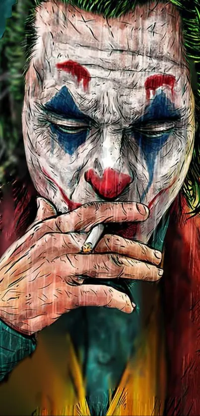 Vibrant Joker artwork with strong red tones, showcasing iconic character.