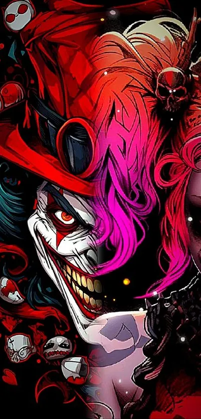 Vibrant Joker-inspired wallpaper with intense colors and artistic details.